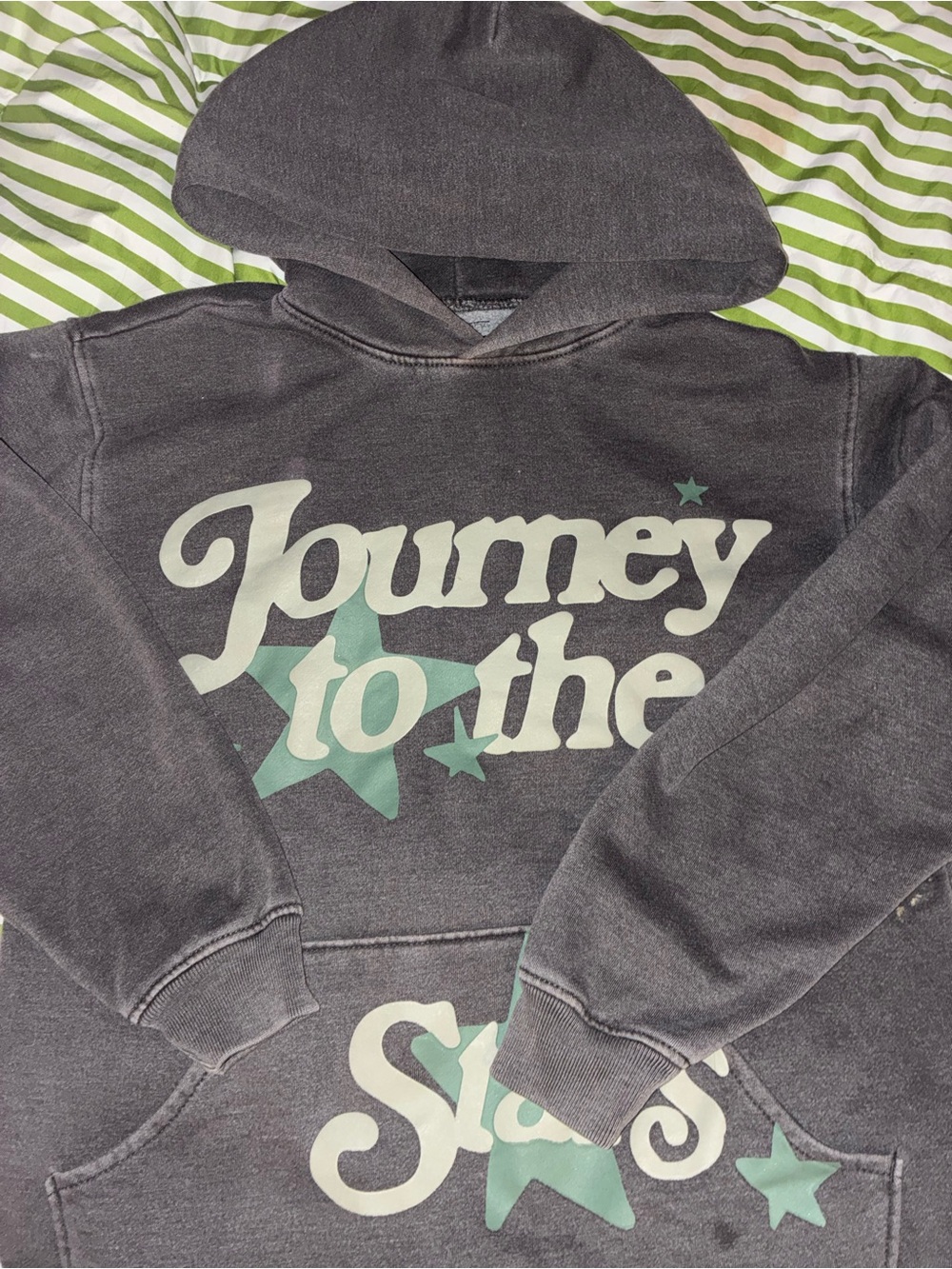 PacSun Gray Hooded Sweatshirt with Mint Graphic Stars
